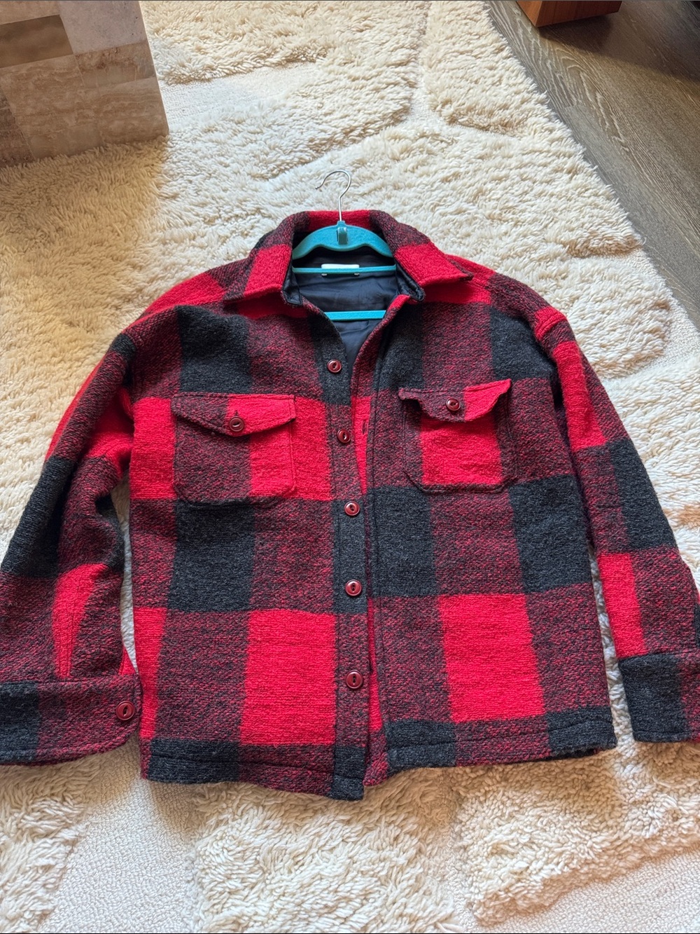Anine Bing Red & Black Plaid Button-Front Jacket